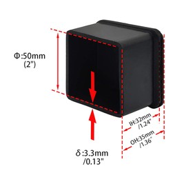 Flyshop, Chair Leg Caps Square Scratch Resistant Protective Caps Heavy Duty Rubber 50x50mm (5.0x5.0cm) Black 4 Pack