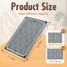 Rarenut 2-Pack Expandable Interlocking Cat Litter Mat 16.5"x11.2" Durable Plastic Litter Mats Double-Layer Mesh Traps Waterproof Litter Box Mat - Dark Grey