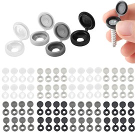 AOOTUERL Pack of 200 Cover Caps for Screws, Folding Screw Cover Caps Plastic, Plastic Screw Caps for Number 4-6 Screws (Black, White, Light Grey, Dark Grey)