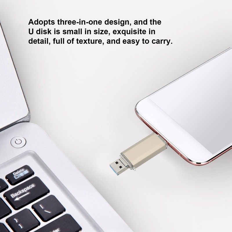USB 3.0 U Disk Golden Aluminum Alloy ThreeInOne High Speed