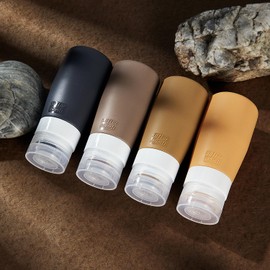 vodvob 4-Pack Silicone Travel Bottle Set, 3.0 Fluid Ounces (89 mL) Each, TSA Approved, Portable and Leak-Proof (Coffee)