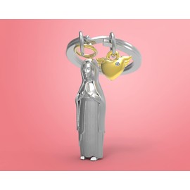 Jesus Religion Heart Keyring, Chrome, One Size, Antique