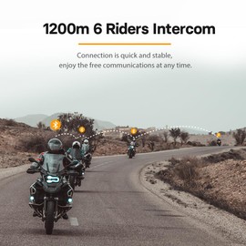FreedConn Motorcycle Helmet Bluetooth Headset Intercom with Music Share, Universal FG 1200m 6-Way Group Communication Systems Ultra-Thin with Hard Mic/Noise Cancellation/Hi-Fi Music/Waterproof