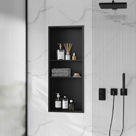 Neodrain Matte Black Wall Niche 12X30, Stainless Steel, No Tile Needed, Recessed Shower Niche for Bathroom Storage
