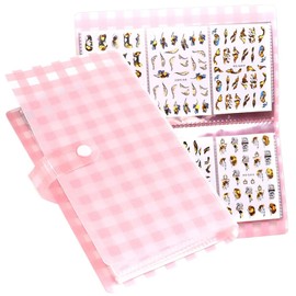 DANNEASY 120 Slots Collecting Album for Nail Polish Strips Full Nail Wraps Toenail Stickers Storage Empty Storage Binder Book Water Transfer Nail Decals Storage Book Tools Nail Accessories - Plaid