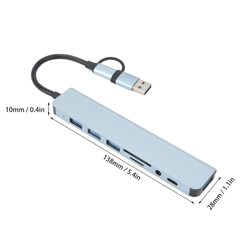 8 In 1 USB C Hub Aluminium Alloy with 1