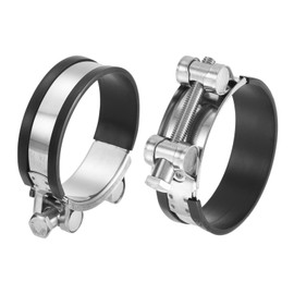 sourcing map T-Bolt Hose Clamp, 2Pcs 74-79mm Adjustable Stainless Steel Rubber Cushioned Intake Intercooler Pipe Clamps Hose Clip for Industrial
