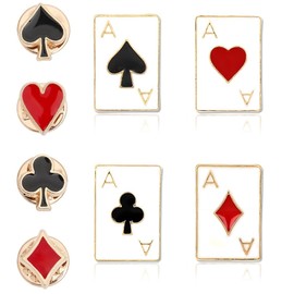 8 Piece Brooch Set, Dress Brooch, Poker Brooch, Card Game, Badge, Collar Pins, Hearts Spade Lapel Pin, for Men, Women, Scarves, Lapels