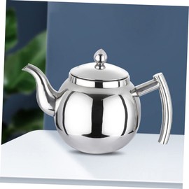COLLBATH Stainless Steel Teapot with Strainer Compact Tea Kettle for Loose Leaf Brewing for Home Office Tearooms Modern Design Lightweight