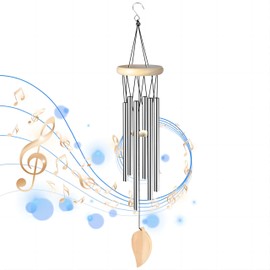 Outdoor Wind Chimes, Wind Chimes with 6 Aluminium Alloy Tubes, Sympathy Chimes, Hanging Metal Mourning Wind Chimes, Aluminium Wind Chimes for Balcony, Garden, Home Decoration, Gift