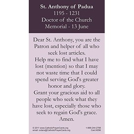 St. Anthony, patron saint of lost articles, prayer card (2-pack)