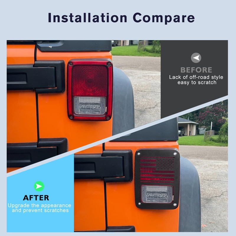 GLOBLED Tail Light Cover Compatible with Jeep JK Wrangler 2007-2018,