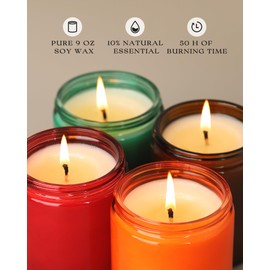 AOOVOO Fall Jar Candle Set - 4PC Scented Candles, Candle Set for Women, Soy Cadnle, Fall Candle, Pumpkin/Pine/Cinnamon/Coffee