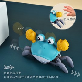 Electric induction crab baby toddler will walk to avoid obstacles usb charging children 3-6 years old toys wholesale Induction Crab【QC-1Y-Green-English】