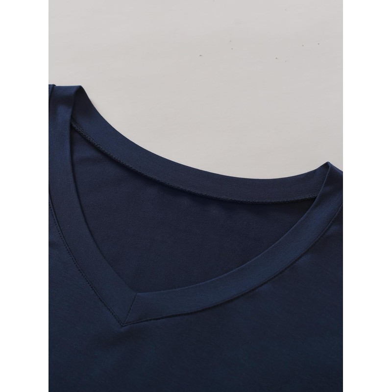 Latuza Men's Bamboo Viscose Nightshirt Sleeveless Sleep Shirt, Navy, Medium