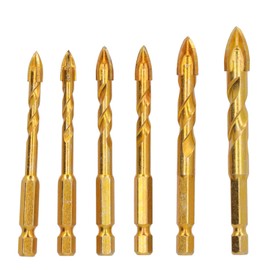 6Pcs Cross Spearhead Drill Bit Carbide Hex Shank Drilling Tool for Ceramic Marble Glass
