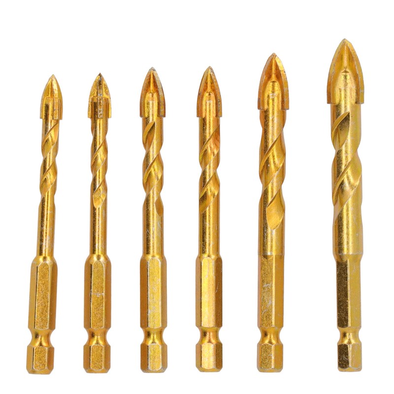 6Pcs Cross Spearhead Drill Bit Carbide Hex Shank Drilling Tool
