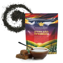 Cream Irish Breakfast Tea, Loose Leaf Black Tea – Irish Classic with Caramel & Strong Assam – Robust, Full-Bodied – Drink Hot or Iced – 4 oz Resealable Bag (Makes 50 Cups) – The Elegant Elephant