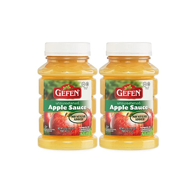 Gefen Unsweetened Apple Sauce, 23oz (2 Pack) No Sugar Added