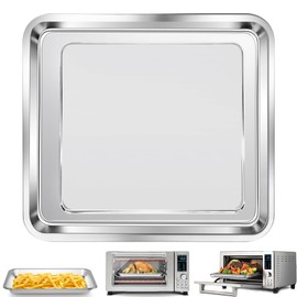 Air Fryer Baking Pan for Nuwave Bravo 12 in 1 21 Qt Air Fryer Toaster Oven, 11.2'' * 10.5'' Air Fryer Grill Pan Grill Plate Crisper Plate Rack Parts Accessories Tray, Steel