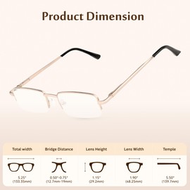 TruVision Readers 3 Pk - Gold Metal Frames and Clear Acrylic Lenses 2.50