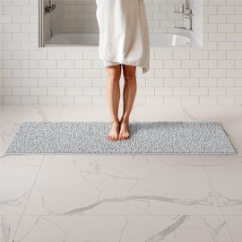 ITSOFT Plush Bathroom Rug 71x21, Absorbent Machine Washable Non Slip Chenille Bath Mats, Quick Dry Bathmat, Bath Rugs for Bath, Shower, Bedroom, or Door Mat, White