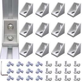 QIJINTRID 12Sets 1010 Series Aluminum Extrusion Profile Connector,12pcs 1010 Corner Bracket,with 24pcs Sliding T Nuts and Screws for 1" x 1" Extruded Aluminum Rail Accessories