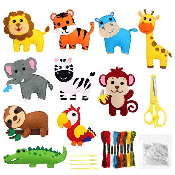 Druuzyl Nähset Kinder DIY Tierformen Filz Nähset Kinder ab 6