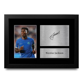 HWC Trading FR A4 Nicolas Jackson Chelsea Gifts Printed Signed Autograph Picture for Football Fans and Supporters - A4 Framed