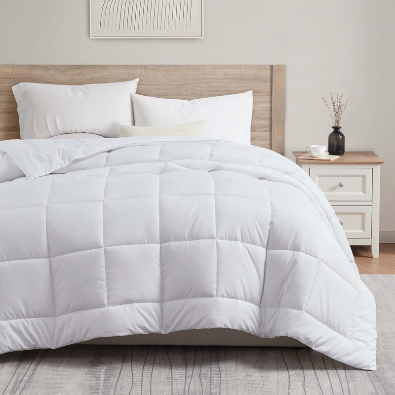 Quilted Down Alternative Comforter - All Season, White, Full Size