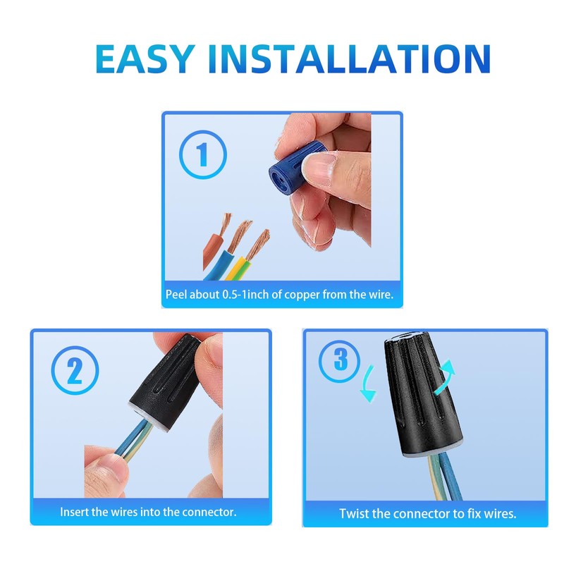 40PCS Waterproof Outdoor Wire Electrical Connectors,Sealant Twist Nuts Caps Cable