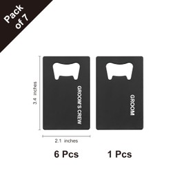 PartyGifts&beyond Groomsmen Gifts 7 PCS Credit Card Bottle Opener Stainless Steel Card Size Beer Bottle Opener Cap for Bachelor Party Favors(Crew)