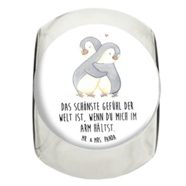 Mr. & Mrs. Panda Bonbonglas Pinguine Kuscheln L 870ml - Geschenk, Snackdose, Freund, für Ehemann, Aufbewahrungsdose, Aufbewahungsglas, Partner,