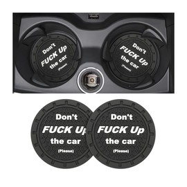 XINLIYA Car Cup Holder Coasters, 2 Pcs 2.75 Inch Non-Slip PVC Insert Cup Coaster, Anti-Scratch Auto Cup Mats for Women Men, Vehicle Interior Accessories Universal for Car, SUV, Truck (Black-3)