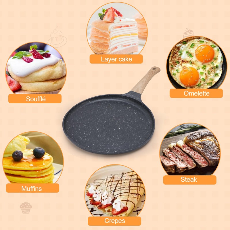 MEKOTRIN Crepe Pan 20 cm, Non-Stick Pan, Omlette Pancake Pan,