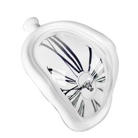 Reloj derretido, rendimiento confiable, plástico, divertido, reloj derretido, preciso, resistente al desgaste para la oficina (Blanco)
