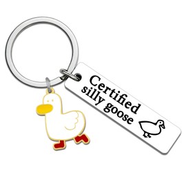 UYBEPU Silly Goose Keychain Funny Keychain Novelty Keychains for Friends Teen Girls Gag Gifts for Women Men Coworkers Christmas White Elephant Gifts for Adults Goose Decor