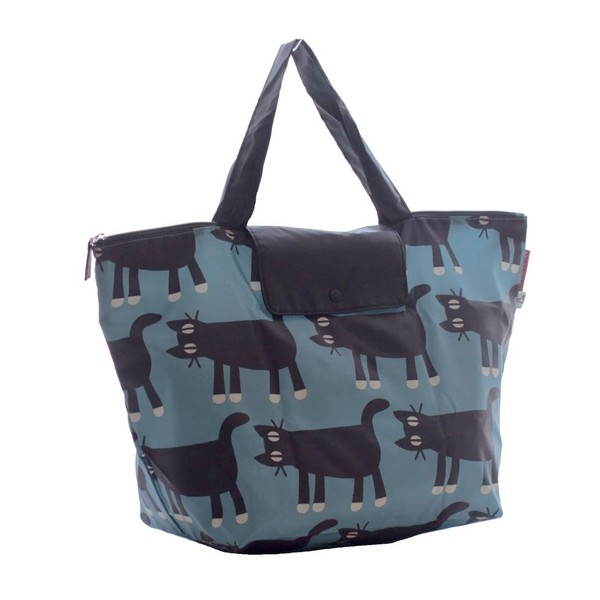 Atsukomatano 000312-0001-01 Eco Bag/My Bag, Ripleve Series, Sideways Cat, Blue,