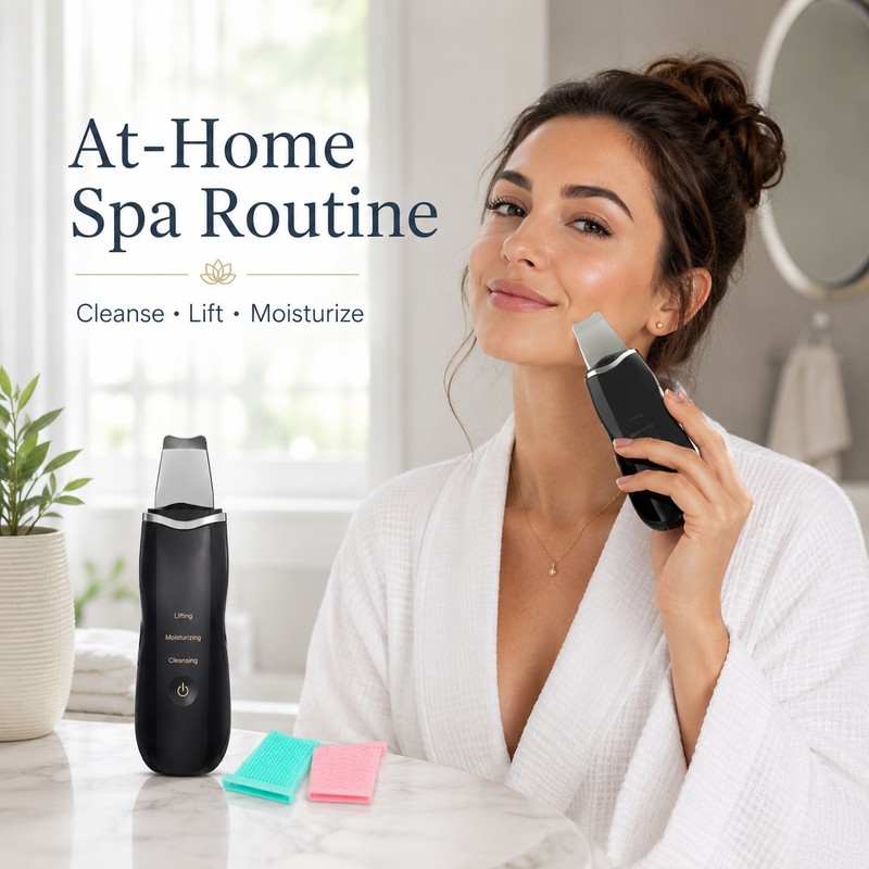 Ultrasonic Skin Scrubber for Face Cleansing – Heated Facial Spatula