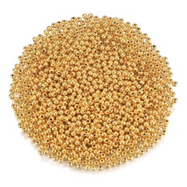 About 4000 Pcs Gold Spacer Round Beads, 4mm Round Smooth Loose Balls Beads for DIY Craft Bracelet Necklace Jewelry Making Supplies Spacers Beads