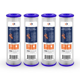 Aquaboon 5 Micron 10x2.5 Whole House Pleated Sediment Filter Cartridge for Well Water Filter Replacement Compatible with WFPFC3002, WHKF-WHPL, 4-Pack