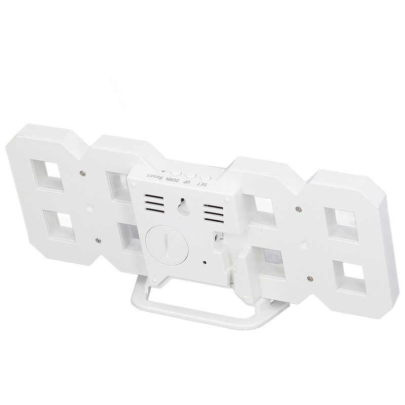 3D LED Wall Clock Minimalist White Frame Digital Wall Alarm