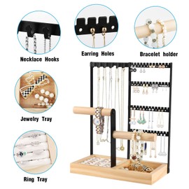 Kingling Jewellery Stand, Jewellery Holder, Jewellery Organiser, Jewellery Stand for Storing Necklaces, Earrings, Bracelets, Rings (Black)