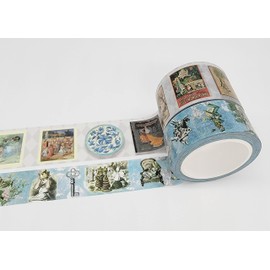 Serenity Fair - Blue Alice Adventures in Wonderland Washi Tape Washi Tape Set, Repositionable Decorative Tape Rolls, 2 Extra Long Washi Tape, 10 Meters (394 Inches) Long Per Roll