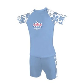 Kidz Swimmers Girls UV Sun Protection Rash Vest and Swim Shorts UPF 50+ Placid Blue (11-12 Years)