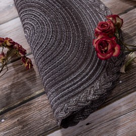 FUN LAVIE Round Placemats for Dining Table Western Food Mat Set of 2 Braided Heat Resistant Non-Slip for Kitchen Diameter 15 Inches Dark Coffee