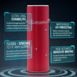 Premium Top Grade Real Sheet Overlay 60"x60" Inch Vinyl Wrap Bubble Free Air Release - 3D Red Carbon Fiber Matte