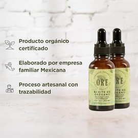 ORE Organic Oregano Oil Supplement, 100% Natural, 80% Carvacrol, Lippia Graveolens, No Preservatives, 30 ml, 2 Pack