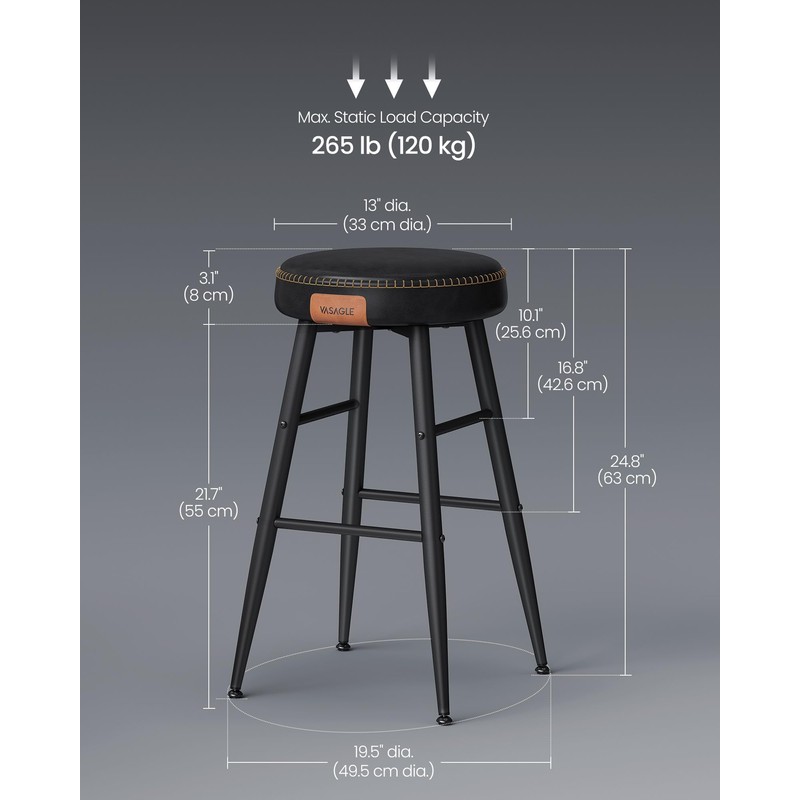 VASAGLE EKHO Collection - Bar Stools Set of 2, Counter