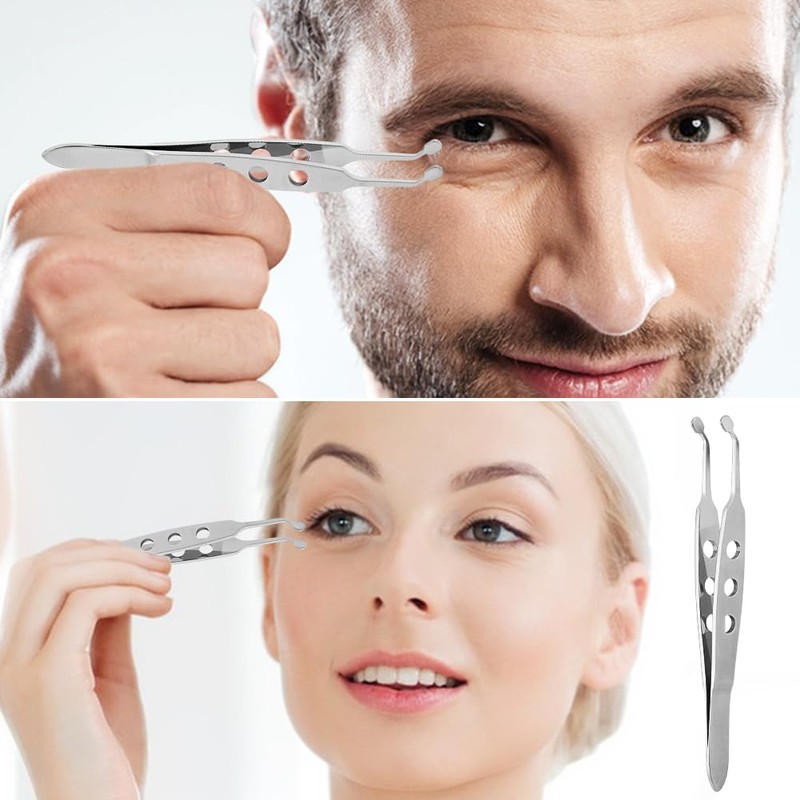 Meibomian Gland Expressor, Stainless Steel Eyelid Massage Tweezer with Positioning